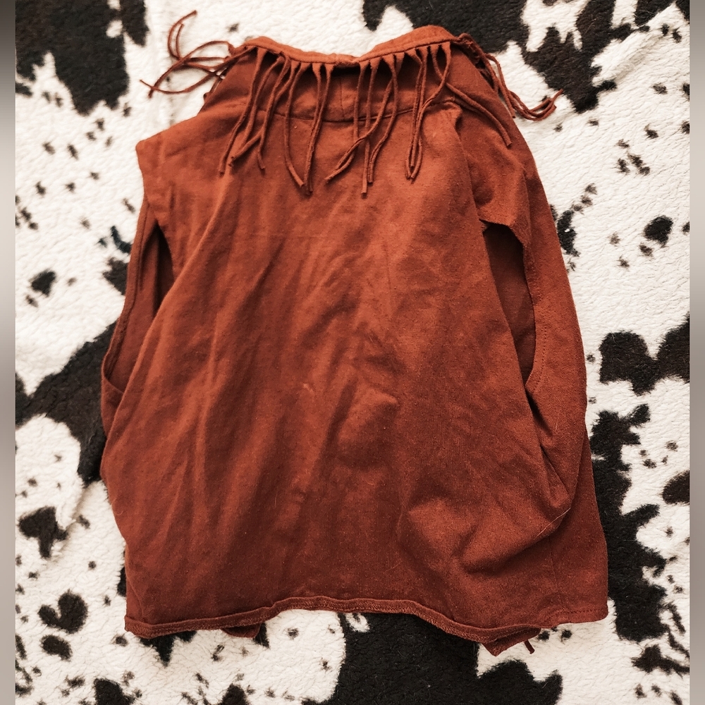 WOMEN'S 80'S/90'S WESTERN FRINGE MINI VEST - ORANGE - Picture 3 of 3